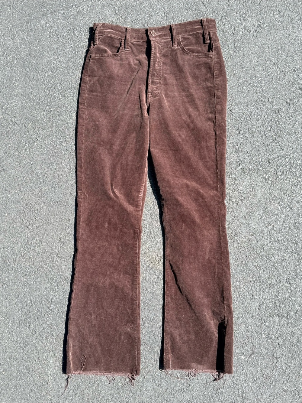 MOTHER women’s Hustler Ankle Fray Corduroy brown pants. - Picture 2 of 13